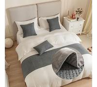 GOFOHIMI Chemin de lit Hôtel Doux Qui ne se Décolore Pas - Réversible Moderne Jacquard Accueil Literie Drapeau Drapeau Queue De Lit Housse de Coussin,Gris,45x45cm(Taie d'oreiller)