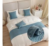 GOFOHIMI Chemin de lit Hôtel Doux Qui ne se Décolore Pas - Réversible Moderne Jacquard Accueil Literie Drapeau Drapeau Queue De Lit Housse de Coussin,Gris Bleu,45x45cm(Taie d'oreiller)