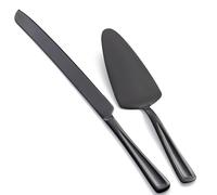 GoGeiLi Couteau et serveur à gâteau noir, 33cm en acier inoxydable pour couper les gâteaux, set de coupe élégant pour les mariages, anniversaires, fêtes