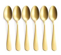 GoGeiLi Cuillère de Table Fini Mat Doré, Cuillère en Acier Inoxydable avec Finition Satinée, 19,8 cm, Set de Cuillères pour 6 Personnes, Lavables au Lave-Vaisselle