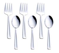 GoGeiLi cuillères et fourchettes de service en acier inoxydable, contient 3 grandes cuillères de service et 3 fourchettes de service, ustensiles de service de 24,1 cm Lavable au lave-vaisselle