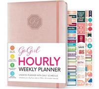 GoGirl Planificateur hebdomadaire - Planificateur horaire pour le travail et la vie avec fentes horaires - Agenda vertical pour la productivité quotidienne, A5 (or rose)