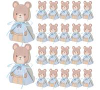 Gogogmee Boîtes à Dragées Pliables en Carton Bleu Motif Ours, Coffret Présent Portable pour Fête D'anniversaire Bébé, Lot de 50 Pièces pour Célébration Unique