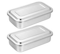 Gogogmee Lot de 2 plateaux de pour matériel d'onglerie - Boîte de rangement en acier inoxydable avec couvercle - Coffret de nettoyage et de rangement pour outils de manucure, idéal pour les spas,