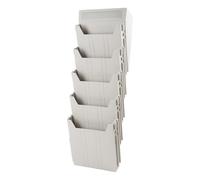 Gogogmee Organiseur de Classement Mural Extensible en Polypropylène Gris Clair, Porte-Documents A5 à 5 Compartiments Réglables, Rangement Mural pour Bureau, Courrier et Dossiers, Solution