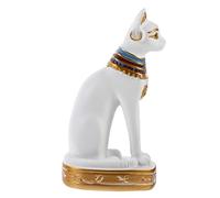 Gogogmee Ornement de Chat Égyptien en Résine Blanc 3,8x5,5x9,5 Cm Décoration Intérieure Vintage Bureau Salon Statuette Artistique Compacte
