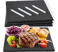 GOH DODD Lot De 3 Grandes Ardoises Carrées 30 Cm Planche À Fromage Charcuterie Plateau En Pierre Ardoise Support À Graver Laser Pour Apéritif Viande Fruits Sushi Fête Mariage Crémaillère Cadeau