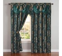 GOHD Luxe Love Lot de 2 Rideaux de fenêtre Jacquard avec cantonnière attachée Vert Chasseur 137,2 cm de Large x 213,4 cm de Haut avec cantonnière de 45,7 cm
