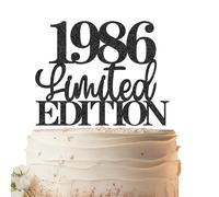 Goiern Édition Limitée 1986 Tuteur De Gâteau Noir Pailleté Décoration Festive Anniversaire Joyeux 40 Ans Fête Fournitures pour Célébrer Quarante Ans Guirlande De Fanions