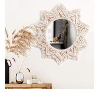 Gokelomg Tapisserie en Macramé fabriquée à la main Miroir compact de maquillage Décoration Maison Chambre Accessoires décoratifs muraux