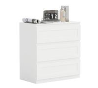GOKHOMX Commode Blanche à 3 Tiroirs, Commode Chambre Adulte et Enfant, Meuble de Rangement Moderne Table de Chevet Meuble a Tiroir pour Chambre Salon Entrée Bureau, 70x40x75cm