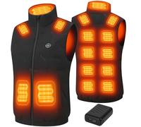 Gokozy Gilet Chauffant Homme avec Batterie Incluse 20000mAh 12V, Veste Chauffante Électrique avec 15 Zones de Chauffe, Gilet Chauffant sans Manche pour Extérieur, Ski, Randonnée