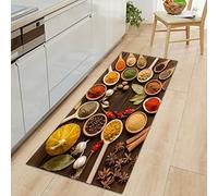 GOKSEL Tapis Cuisine Absorbant Antidérapant Tapis Devant Evier Couleur et assaisonnement Tapis Ensemble Universel pour Salle de Bain Douche Paillasson Porte 60 x 180cm