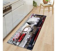 GOKSEL Tapis de Cuisine Vintage & Londres Tapis de Couloir, Paillasson Intérieur Tapis, Tapis de Passage, PVC Imperméable, Antidérapant 40 x 100cm