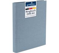 goldbuch 37 213 Summertime Classeur à anneaux A4, bleu-gris, 32 x 27,5 x 4,5 cm, classeur avec mécanisme à 4 anneaux et étrier de serrage, format A4, classeur à anneaux en lin, gris clair