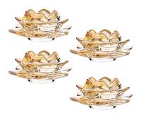 GOLDEAL Lot de 4 bougeoirs en verre doré en forme de lotus, bougeoirs votifs en vrac pour fête de mariage, fête prénatale/mariée, salle de bain, centre de table à la maison.