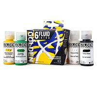 GOLDEN Fluid Acrylics by, Fluid Intro Set, 6 Color, 30 ml Bottles, Professional Acrylic Paint