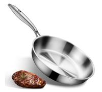 GOLDEN KEY poele inox induction 3 couches non revêtue, sans PFAS, PTFE et PFOA,stainless steel pan convient au four, électrique, céramique, gaz et four, passe au lave-vaisselle (24 cm)
