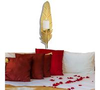 Golden Leaf Bougeoir mural Feuille dorée | Support mural en fer forgé pour maison, café, décoration murale, mariage, cour, éclairage de chemin
