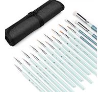 Golden Maple Lot de 18 pinceaux de peinture miniatures Drybrush - Petits pinceaux fins pour acrylique, aquarelle et peinture par numéro, figurine - Vert grisâtre
