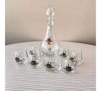 golden pet Zamzam Lot de 6 tasses à eau en verre Zamzam, 1 carafe à bouteille et 1 bol à datte, après le Hajj et Umra Essentials, souvenir du Hajj de La Mecque (motif Kaaba)