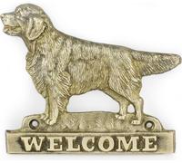 Golden Retriever - plaque de porte avec chien, plaque de bienvenue en laiton, plaque exceptionnelle avec l'inscription « Welcome » de la marque Art-Dog