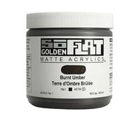GOLDEN SoFlat Matte Acrylics by, Burnt Umber, 473 ml Jar, Professional Acrylic Paint, Opaque