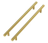 Goldenwarm Lot de 5 Poignee de Meuble Cuisine Dore Poignée Dorée Poignée Placard Laiton -LS201GD204 Laiton Brossé Poignée Tiroir Laiton en Acier Inoxydable Entraxe 192mm