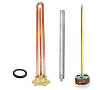 GOLDMAN SERVICE 1¼ Pouce Fileté Monobloc 1500W - Kit Résistance Thermo Electrique - Thermostat - Anode Magnésium - Joint. Pièce de rechange pour chauffe-eau, accumulateur solaire, chaudière