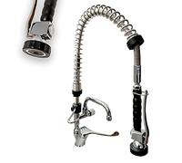 GOLDMAN SERVICE | Robinet de douche extensible pour évier de cuisine, usage domestique et professionnel, avec douchette à ressort flexible noir pulvérisateur de rinçage et robinet mitigeur coude