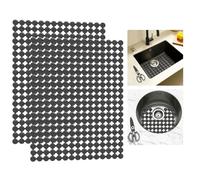 Goldmeet Lot de 2 Tapis évier Cuisine en PVC Découpables avec Ciseaux, Tapis d'évier en Céramique/Acier Inoxydable avec Design à Drainage Rapide, Tapis Egouttoir Vaisselle 30 x 40 cm (Noir Clair)