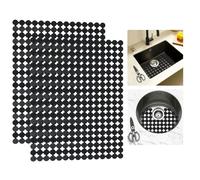 Goldmeet Lot de 2 Tapis évier Cuisine en PVC Découpables avec Ciseaux, Tapis d'évier en Céramique/Acier Inoxydable avec Design à Drainage Rapide, Tapis Egouttoir Vaisselle 30 x 40 cm (Noir foncé)