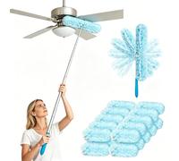 GoldOars 180cm Balai télescopique Compatible Swiffer, 20 lingettes | Extensible à 180 cm, compatible Swiffer, capture électrostatique la poussière, 20 lingettes en microfibre