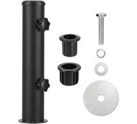 GoldOars Tube pour Pied de Parasol, Support pour Parasol de Terrasse en Acier Inoxydable, Potence Réglable Renforcée avec 2 Pièces Manchons PVC pour Jardin et Balcon, Noir