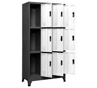 Goldonion Armoire 9 portes avec serrure en acier 90 x 45 x 180 cm | Anthracite et blanc, porte-plaque d'immatriculation, prises d'air, 2 clés par porte, capacité de 180 kg