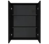 Goldonion Armoire à miroir pour salle de bain, 60 x 15 x 75 cm, noir | MDF mélaminé, 2 portes, 3 compartiments, capacité 20 kg, assemblage requis