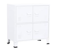 Goldonion Armoire de classement industrielle en acier blanc 75 x 40 x 80 cm | Avec étagère, portes avec plaques et prises d'air, pieds anti-rayures, charge 20 kg