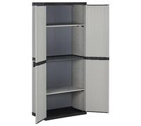 Goldonion Armoire d'extérieur grise et noire 68 x 40 x 168 cm 3 étagères | Matériau PVC et polypropylène, 2 portes avec cadenas, charge 20 kg par étagère, assemblage requis