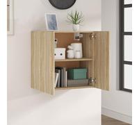 Goldonion Armoire murale chêne Sonoma 60 x 30 x 60 cm bois multicouche | Deux compartiments avec portes, capacité 60 kg, pour salon, chambre à coucher
