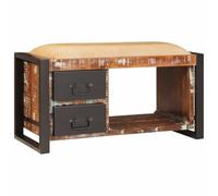 Goldonion Banc de rangement multicolore en bois massif 80 cm | 2 tiroirs, style industriel, capacité de 110 kg, pour salon ou entrée