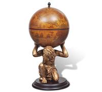 Goldonion Bar a Globo Porte-bouteilles de vin design Atlas 42 x 42 x 85 cm | 4 compartiments, résine et ABS, carte antique, support stable, meuble décoratif