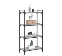Goldonion Bibliothèque 4 étagères gris sonoma 60 x 30 x 120 cm bois | Étagère industrielle avec cadre métallique, pieds réglables, grand espace pour livres et décorations