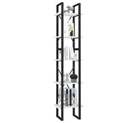 Goldonion Bibliothèque 5 étagères blanche 40 x 30 x 175 cm en bois de pin | 2 pièces, armoire haute et basse, structure en métal, fixation murale incluse