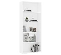 Goldonion Bibliothèque 5 étagères blanche 80 x 30 x 189 cm bois multicouche | Étagère de présentation haute, design minimaliste moderne, facile à nettoyer, pour livres et décorations