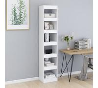 Goldonion Bibliothèque cloison blanche 40 x 30 x 198 cm | Bois contreplaqué, étagère étroite haute, assemblage requis, fixation murale incluse