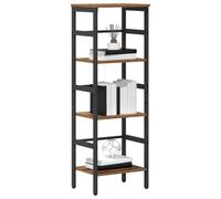 Goldonion Bibliothèque en bois ancien, 40 x 29,5 x 115 cm, bois multicouche | Design industriel, cadre en acier robuste, 3 étagères, entretien facile, pour salle de séjour
