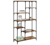 Goldonion Bibliothèque en bois ancien, 99 x 35,5 x 176 cm, bois multicouche | 5 étagères autonomes, 6 compartiments, pieds en métal, stable, facile à nettoyer