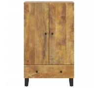 Goldonion Buffet 60 x 33 x 100 cm en bois massif de manguier et fer | 2 compartiments, 1 tiroir, pieds en fer, style industriel, fixation murale incluse