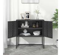 Goldonion Buffet anthracite 75 x 35 x 75 cm en acier | 2 portes, étagère fixe, pieds réglables, charge 60 kg, fixation murale incluse