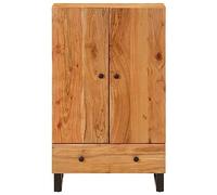 Goldonion Buffet avec tiroir 60 x 33 x 100 cm en bois massif d'acacia et | 2 compartiments, 1 tiroir, pieds en fer, style industriel, fixation murale incluse